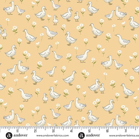 Andover/Makower Little Ones MU190 Y Yellow Ducks By The Yard