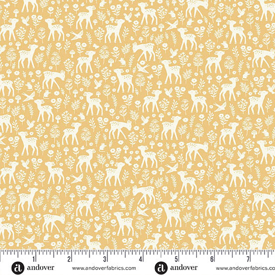 Andover/Makower Little Ones MU193 Y Yellow Deer By The Yard