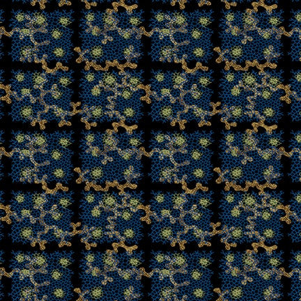 Henry Glass & Co. Mariakerke 3362 77 Prussian Blue Coral Plaid By The Yard