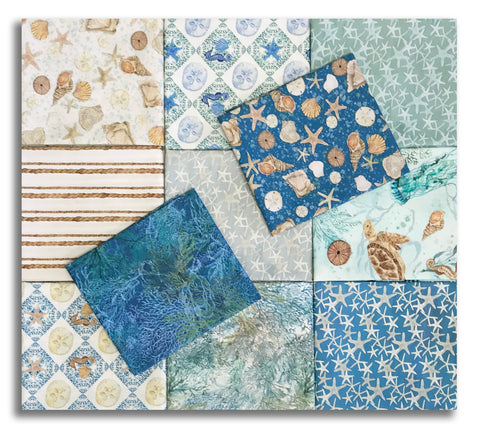 Matt's Pre-Cut 11 Piece Fat Quarter Bundle - P&B Textiles - Sea Whispers