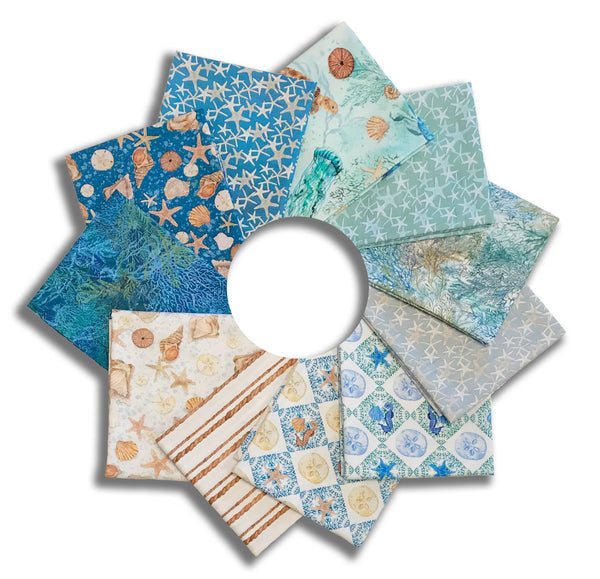 Matt's Pre-Cut 11 Piece Fat Quarter Bundle - P&B Textiles - Sea Whispers