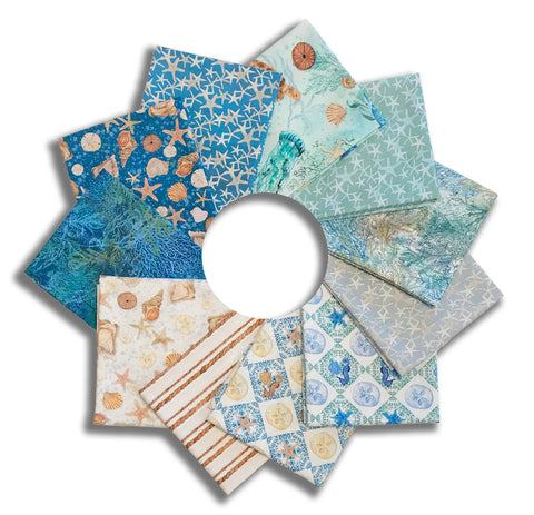 Matt's Pre-Cut 11 Piece Fat Quarter Bundle - P&B Textiles - Sea Whispers