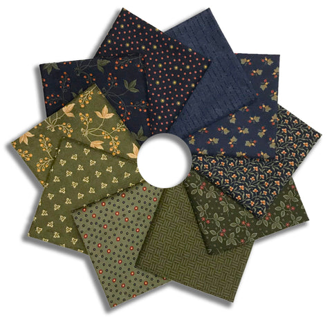 Matt's Pre-Cut Moda Kansas Troubles 10 Piece Fat Quarter Bundle - Flannel Season - Blueberry Bush