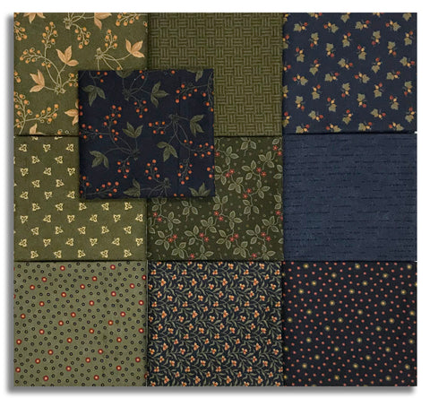 Matt's Pre-Cut Moda Kansas Troubles 10 Piece Fat Quarter Bundle - Flannel Season - Blueberry Bush
