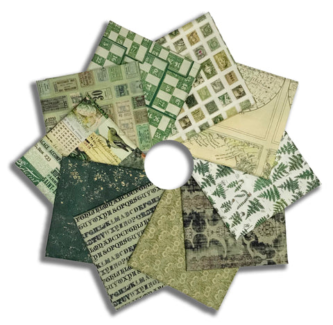 Matt's Free Spirit Pre-Cut 10 Piece Fat Quarter Bundle - Palette - Green