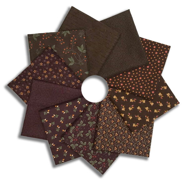 Matt's Pre-Cut Moda Kansas Troubles 10 Piece Fat Quarter Bundle - Flannel Season - Mahogany