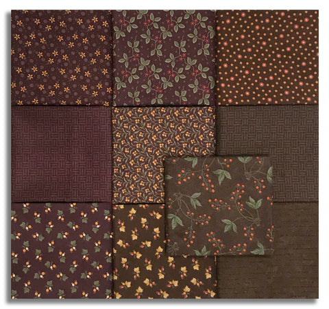 Matt's Pre-Cut Moda Kansas Troubles 10 Piece Fat Quarter Bundle - Flannel Season - Mahogany