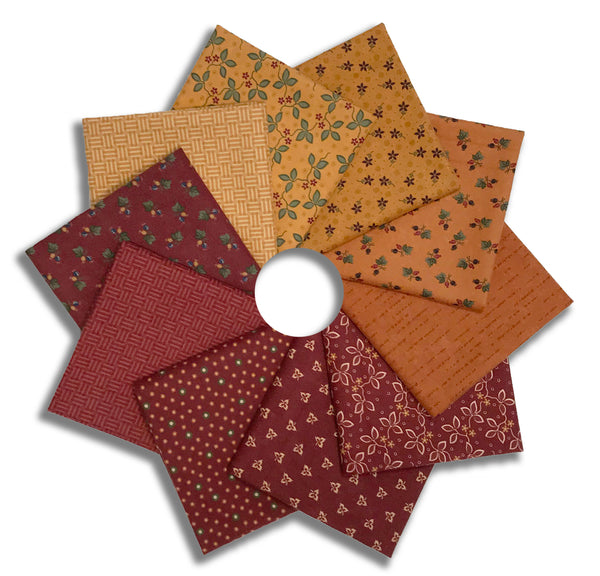 Matt's Pre-Cut Moda Kansas Troubles 10 Piece Fat Quarter Bundle - Flannel Season - Rust