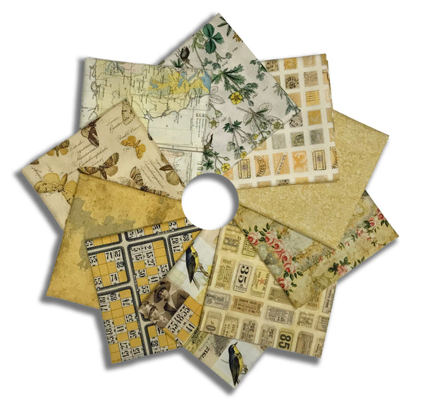 Matt's Free Spirit Pre-Cut 10 Piece Fat Quarter Bundle - Palette - Yellow