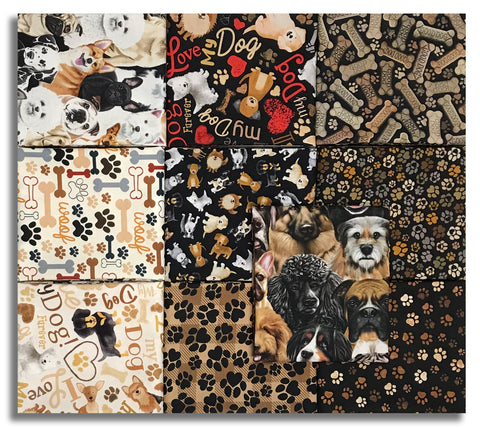 Matt's Timeless Treasures Pre-Cut 10 Piece Fat Quarter Bundle - Happiness Has Paws