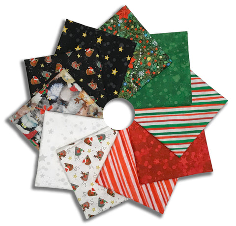 Matt's Windham Pre-Cut 10 Piece Fat Quarter Bundle - Meowy Christmas
