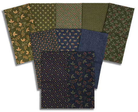 Matt's Pre-Cut Moda Kansas Troubles 10 Piece Half Yard Bundle - Flannel Season - Blueberry Bush