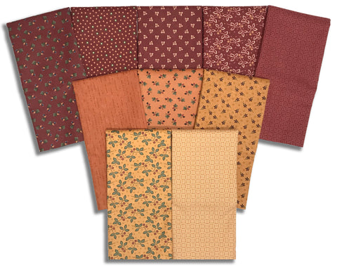 Matt's Pre-Cut Moda Kansas Troubles 10 Piece Half Yard Bundle - Flannel Season - Rust