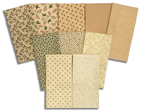Matt's Pre-Cut Moda Kansas Troubles 10 Piece Half Yard Bundle - Flannel Season - Tan