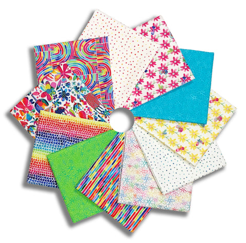 Matt's P&B Textiles Pre-Cut 11 Piece Fat Quarter Bundle - Color Crush