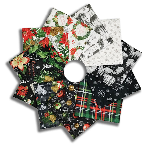 Matt's Blank Quilting Pre-Cut 11 Piece Fat Quarter Bundle - Be Merry & Shine Bright