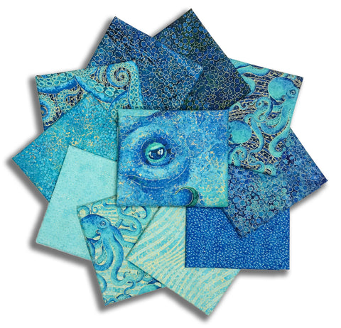 Matt's Northcott Pre-Cut 11 Piece Fat Quarter Bundle With 24" PANEL - Shimmer Enigma