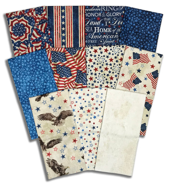 Matt's Northcott Pre-Cut 11 Piece Half Yard Bundle - Stars & Stripes 14