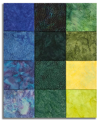 Matt's Pre-Cut 12 Piece Fat Quarter Bundle - Hoffman Bali Chops 885 - Blues & Greens