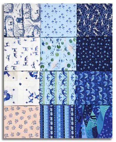 Matt's Free Spirit Pre-Cut 12 Piece Fat Quarter Bundle - Azul