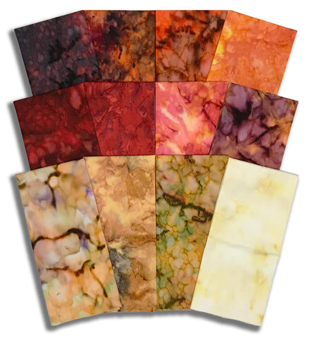 Matt's Pre-Cut 12 Piece Half Yard Bundle - Hoffman Batiks - Lava