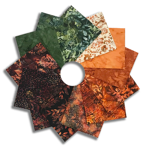 Matt's Pre-Cut Hoffman Batik 13 Piece Fat Quarter Bundle - Cinnamon Spice