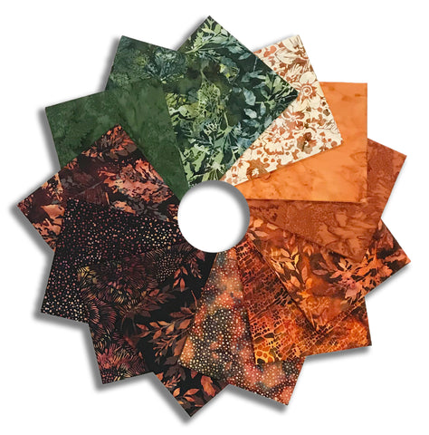 Matt's Pre-Cut Hoffman Batik 13 Piece Fat Quarter Bundle - Cinnamon Spice