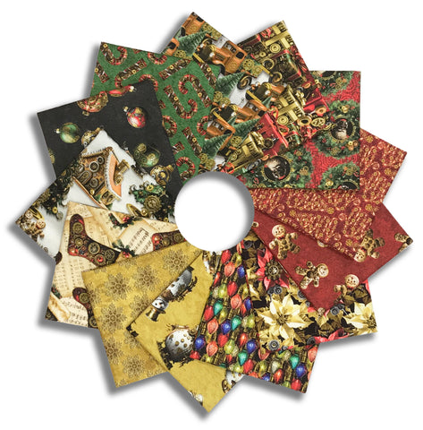 Matt's Blank Quilting Pre-Cut 13 Piece Fat Quarter Bundle - Gears & Garland