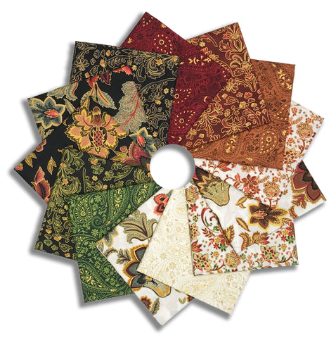 Matt's Hoffman Metallic Pre-Cut 13 Piece Fat Quarter Bundle - Gilded Garden