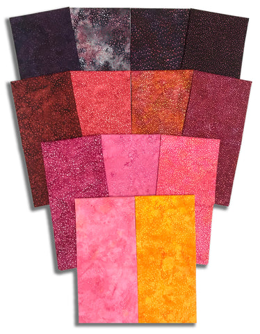 Matt's Pre-Cut 13 Piece Half Yard Bundle - Hoffman Bali Chops 885 - Pinks, Reds & Purples
