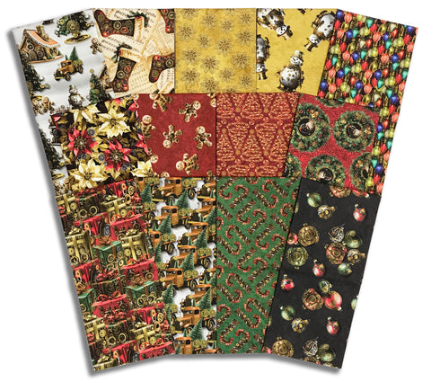 Matt's Blank Quilting Pre-Cut 13 Piece Half Yard Bundle - Gears & Garland