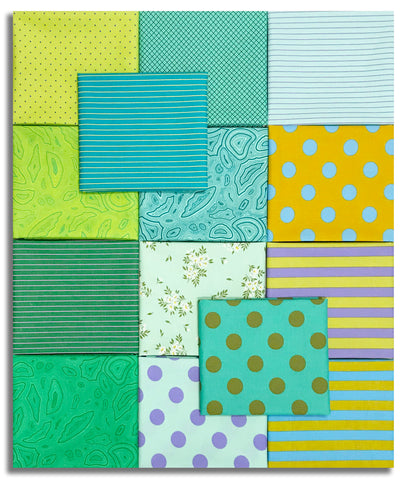 Matt's Pre-Cut 14 Piece Fat Quarter Bundle - Tula's True Colors - Myrtle