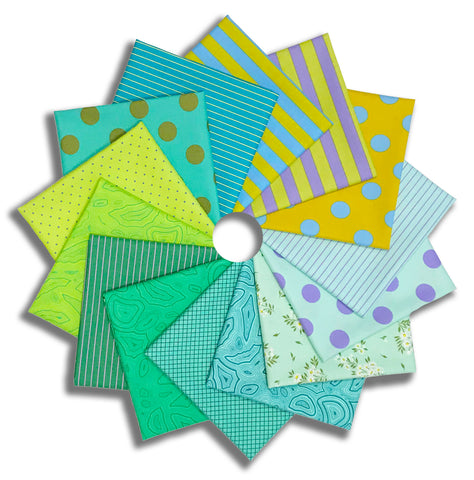 Matt's Pre-Cut 14 Piece Fat Quarter Bundle - Tula's True Colors - Myrtle