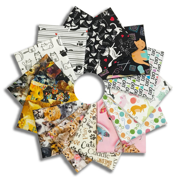 Matt's Timeless Treasures Pre-Cut 14 Piece Fat Quarter Bundle - Are You Kitten Me?