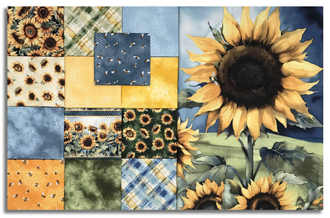 Matt's Wilmington Pre-Cut 14 Piece Fat Quarter Bundle With 24" PANEL - Sunkissed