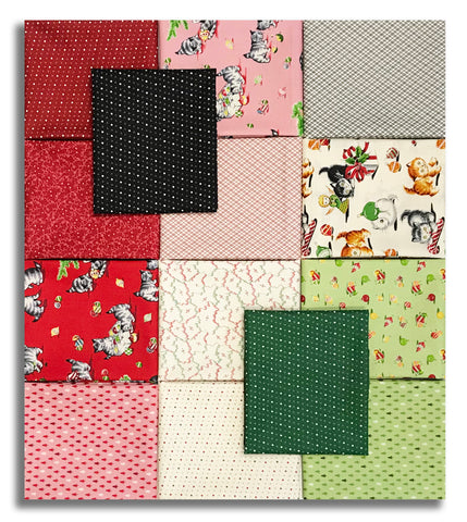 Matt's Pre-Cut Henry Glass & Co. 14 Piece Fat Quarter Bundle - A Kitty For Christmas