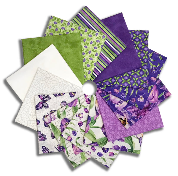 Matt's Northcott Digital Pre-Cut 14 Piece Fat Quarter Bundle - Tulip Garden