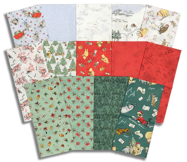 Matt's Pre-Cut Studio E 14 Piece Half Yard Bundle - Christmas At Pooh Corner