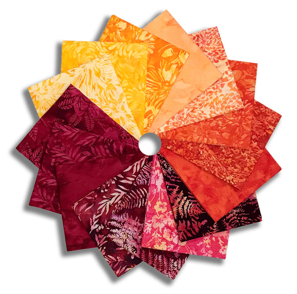 Matt's Pre-Cut Hoffman Batik 15 Piece Fat Quarter Bundle - Sundown