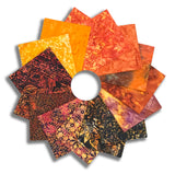 Matt's Pre-Cut Hoffman Batik 15 Piece Fat Quarter Bundle - Ember Glow