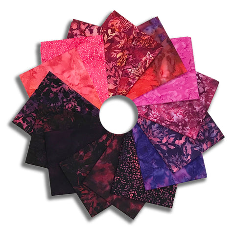 Matt's Hoffman Batiks Pre-Cut 15 Piece Fat Quarter Bundle - Tickled Pink