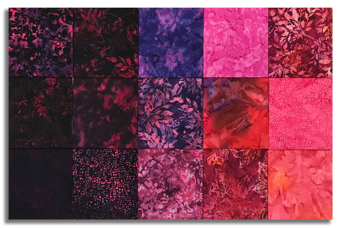 Matt's Hoffman Batiks Pre-Cut 15 Piece Fat Quarter Bundle - Tickled Pink