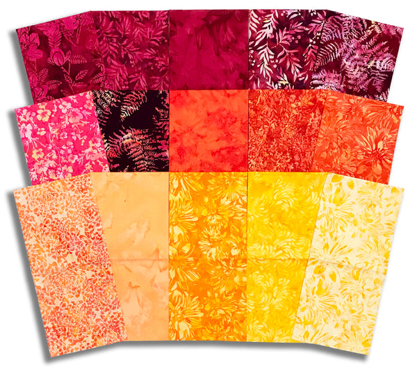 Matt's Pre-Cut Hoffman Batik 15 Piece Half Yard Bundle - Sundown