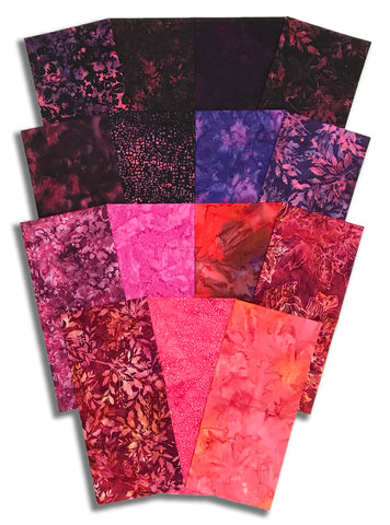 Matt's Pre-Cut 15 Piece Half Yard Bundle - Hoffman Batiks - Tickled Pink