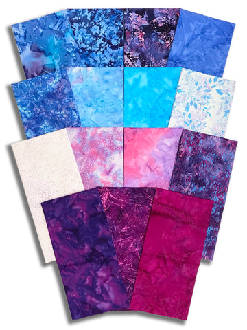 Matt's Pre-Cut 15 Piece Half Yard Bundle - Hoffman Batiks - Cotton Candy Dreams