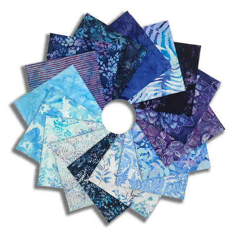 Matt's Hoffman Bali Batiks Pre-Cut 16 Piece Fat Quarter Bundle - Blueberry