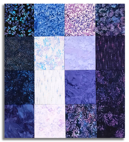 Matt's Pre-Cut Hoffman Batik 16 Piece Fat Quarter Bundle - Violet Waves