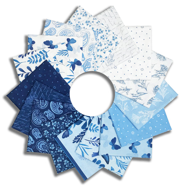 Matt's Wilmington Pre-Cut 16 Piece Fat Quarter Bundle - Blissful Blues