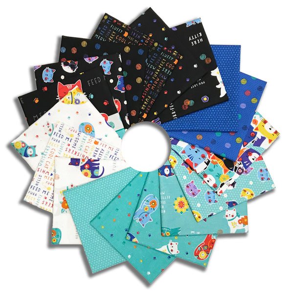 Matt's Wilmington Pre-Cut 17 Piece Fat Quarter Bundle - Fe-Line Frisky