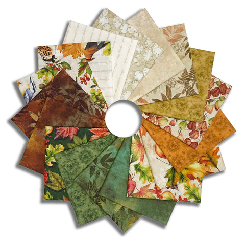 Matt's Pre-Cut Henry Glass & Co. 17 Piece Fat Quarter Bundle - Oak & Berries